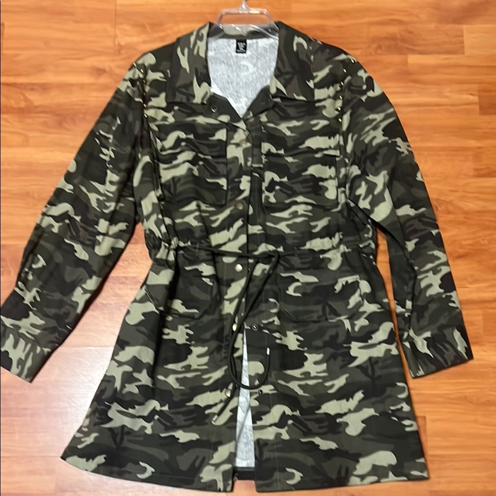 Camouflage Jacket with Cinched Waist